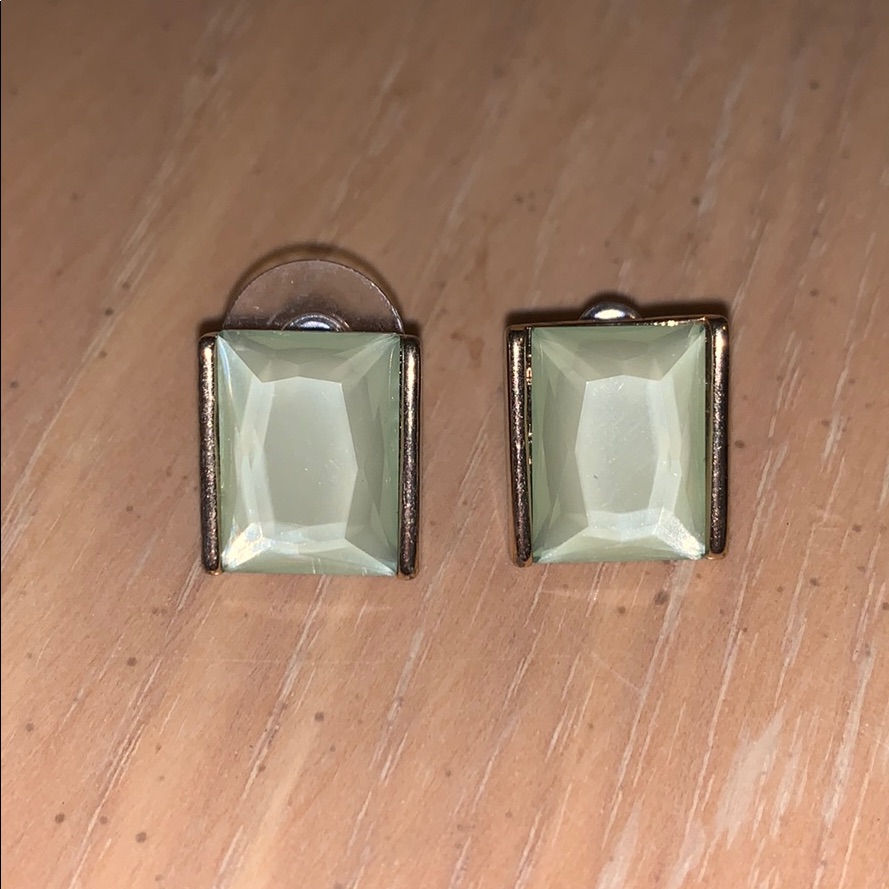 Green Rectangular Earrings